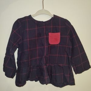 Navy & Red Plaid Girls Blouse